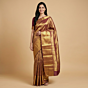 Dark Maroon Pure Kanchipuram Tissue Handloom Silk Saree with Zari Border