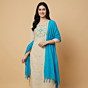 Hand-Embroidered Dress Material with Dupatta | White & Sky Blue