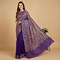 Hand-Embroidered Phulkari Chanderi Saree | Purple