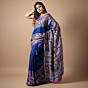 Handwoven Bhagalpuri Silk Printed Blue Saree