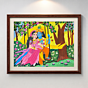 Lord Krishna and Radha Pencil Colour Painting | With Frame