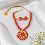 Kadamful Ear Ring-Orange-Onesize