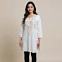Women Embroidered Pure Cotton white Short  Kurta  