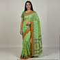 Handloom Cotton Green Saree with Blouse Piece