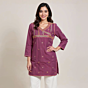 HAND EMBROIDERED PURPLE KURTA FOR WOMEN 