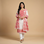 Handcrafted Cotton Kurta & Dupatta | Rose & White
