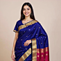 Handloom Cotton Dark Blue Saree with Blouse Piece