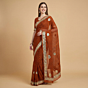 Handcrafted Georgette Gota Patti Saree | Rust