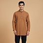 Handloom Cotton Brown Short Kurta for Men | S