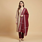 Beige Maroon Sambalpuri Handwoven Double Ikat Suit SFCSUT2320