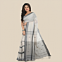 Monochrome Handwoven Cotton Saree I Offwhite