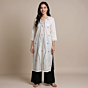 Cotton Kurta with Paper Machine Sozni Work - White