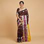 Handloom Uppada Silk Saree | Brown & Yellow