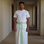 Pure Cotton Men's Dhoti- Green Border