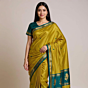 Handloom Cotton Olive Green Saree with Blouse Piece