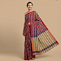 Handloom Checkered Gamcha Saree with Blouse | Blue & Red