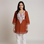 Women Embroidered Pure Cotton Short  Kurta