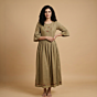 Hand-Embroidered Cotton Flared Dress for Women | XL