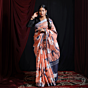 Pink & Blue Tie & Dye Linen Cotton Saree