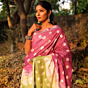 Bhagalpur Pure Linen Cotton Saree | Shibori Pattern | Green & Purple