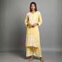 yellow chikan kurti
