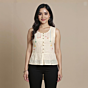 HAND EMBROIDERED WHITE SLEEVELESS SHORT KURTA FOR LADIES