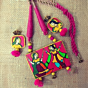Dandiya hand painted fabric necklace set