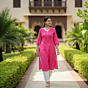 Hand-Embroidered Pink Long Kurti
