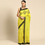 Hand-Block Print Pure Mulmul Cotton Saree  | Yellow