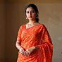 Bengal Cotton Traditional Saree-Orange