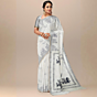 Off-White Tribal Tattoo Motif Sausar Silk Saree
