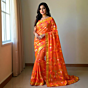 Muslin Saree with Blouse Piece | Orange