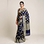 Banarasi Pure Silk Khaddi Georgette-Chiffon Saree-Navy Blue