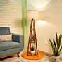Antique Tripod Wooden LED Floor Lamp with Shelves | 45x45x150 Inches