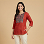 Handmade Orange Short Kurti for Women | Large: 40