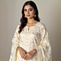 Handloom Unstitched Cotton Suit with Dupatta | Cream