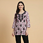 Hand-Embroidered Pure Cotton Purple & Black Short Kurti | Size: M