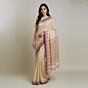 Bengal Soft Cotton Saree | Beige with Red Border