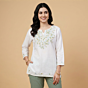 Hand-Embroidered Cotton White Short Kurti | Medium