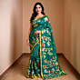 Muslin Saree with Blouse Piece | Green