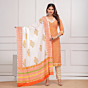 Pure Cotton Kurta Set | Hand Printed | Orange