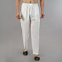 Handloom Cotton White Elastic Pyjama for Men | XL