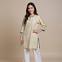 HAND EMBROIDERED WHITE ELEGANT KURTA FOR LADIES 