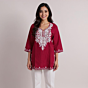 Women Embroidered Pure pink Cotton short Kurta