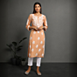 Peach Chikankari Kurti