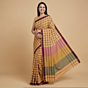 Handloom Checkered Mustard Gamcha Saree with Blouse