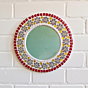Lovekush Handicrafts Mosaic Decorative Round Inner Wall Mount Mirror (Square Cut)