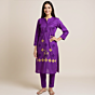 Hand-Embroidered Purple Kurti Fabric | 2.5 Metres