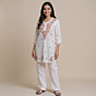 Hand-Embroidered White Short Kurti