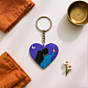 Starry Night Couple Heart Keychain